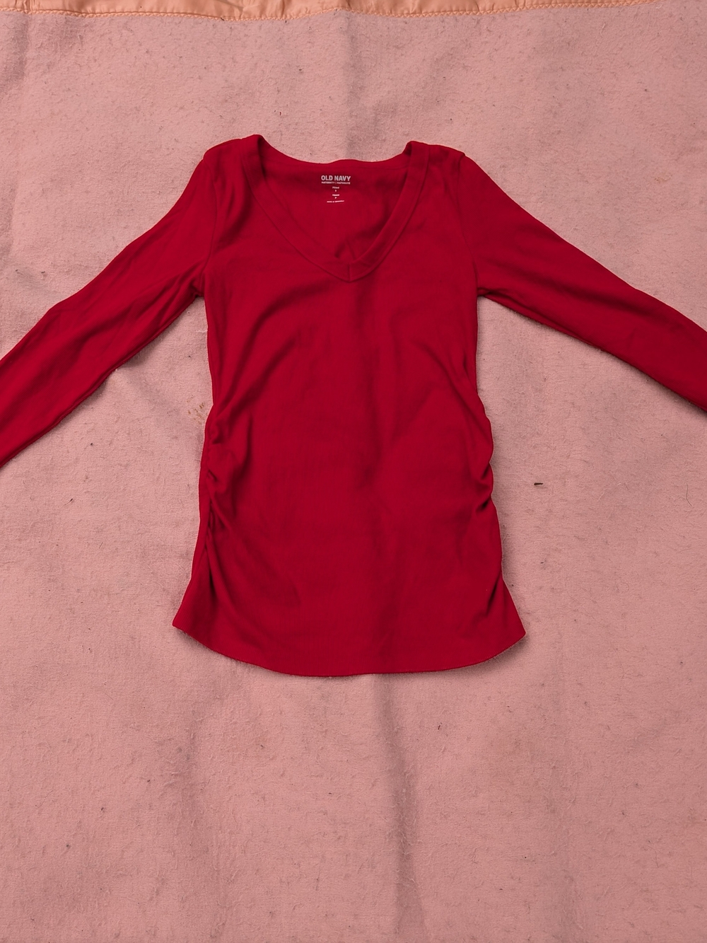 Old Navy Maternity Bright Red V-Neck Long Sleeve Top